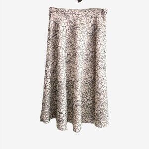 Three Dots Floral Lace A-Line Midi Skirt Sz Small White Black Scalloped Hem Y2K